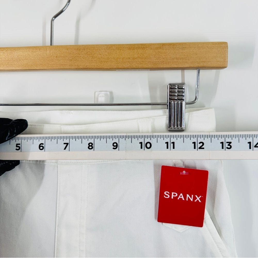 SPANX Women Stretch Twill Cropped Wide Leg Pants White High Rise Pull On Small - Picture 7 of 13